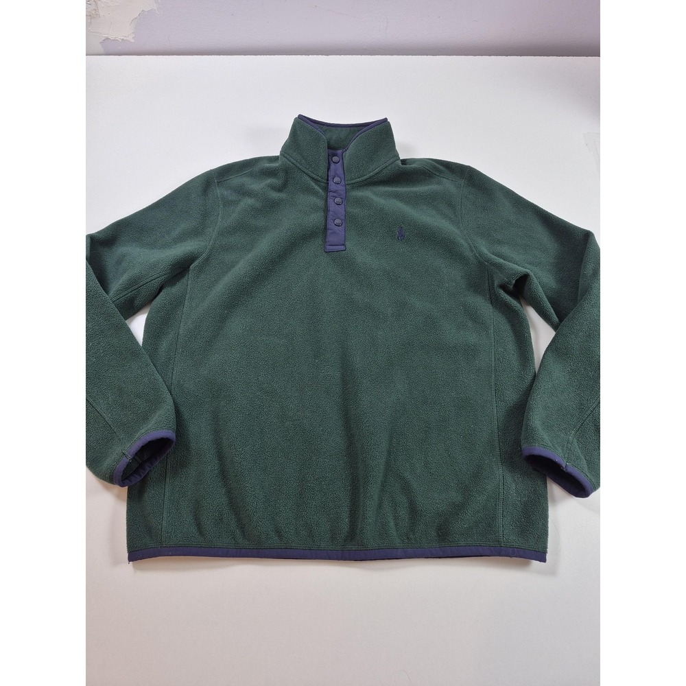 Polo Ralph Lauren Jacket Mens Large Green Fleece Snap Pullover Mock Neck Outdoor